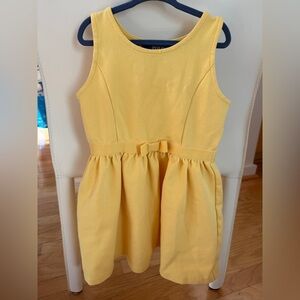 😊Polo Ralph Lauren girlsyellow sleeveless dress with a bow detail at the waist 6